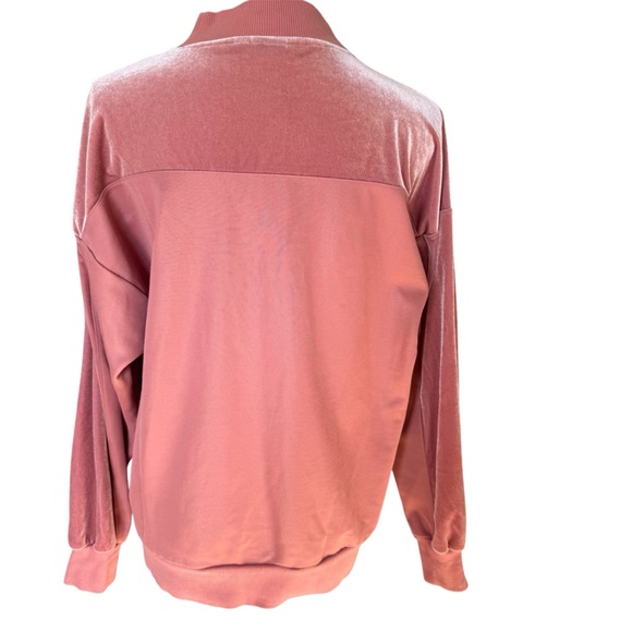 Adidas Pink (salmon color) Crewneck Sweatshirt & Velvet Accents Size Small - Picture 8 of 9